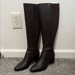Calvin Klein Women's Dark Brown Over the Knee Boots